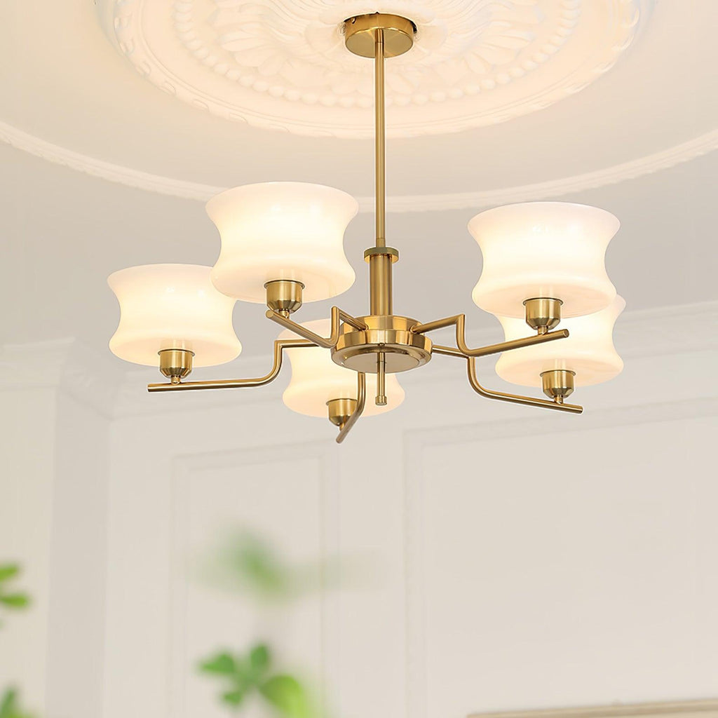 Vintage Chandelier Metal Glass Gold Elegant Design 2