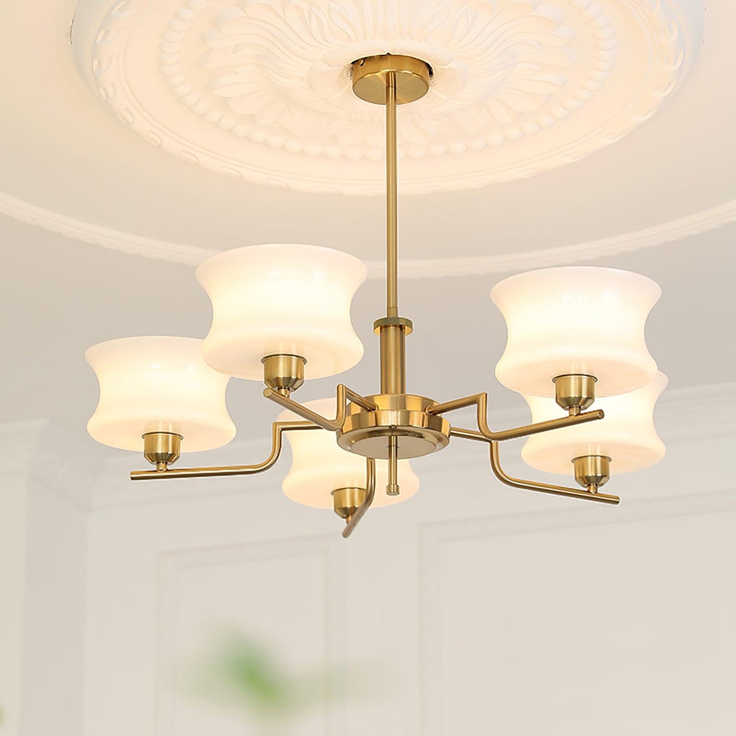 Vintage Chandelier Metal Glass Gold Elegant Design 3