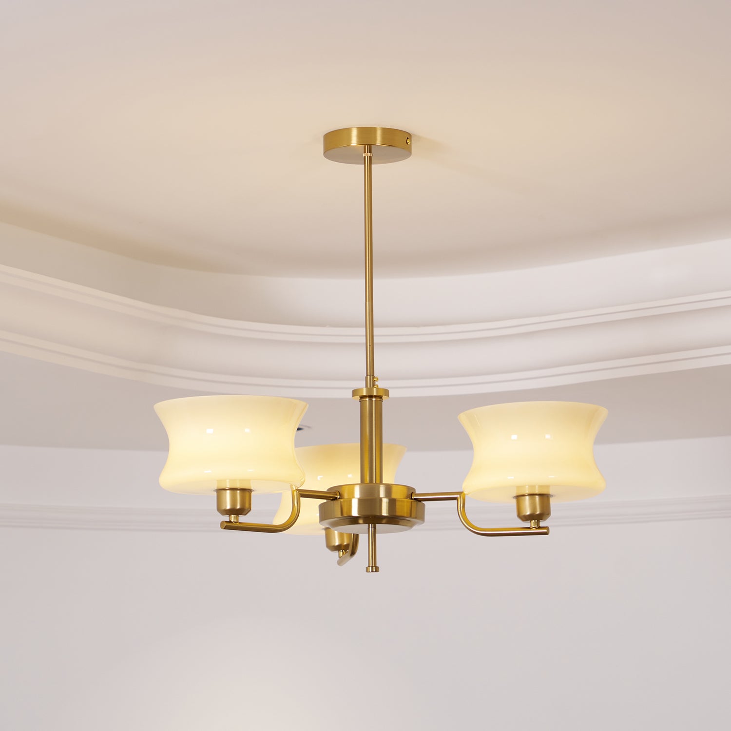 Vintage Chandelier Metal Glass Gold Elegant Design 5