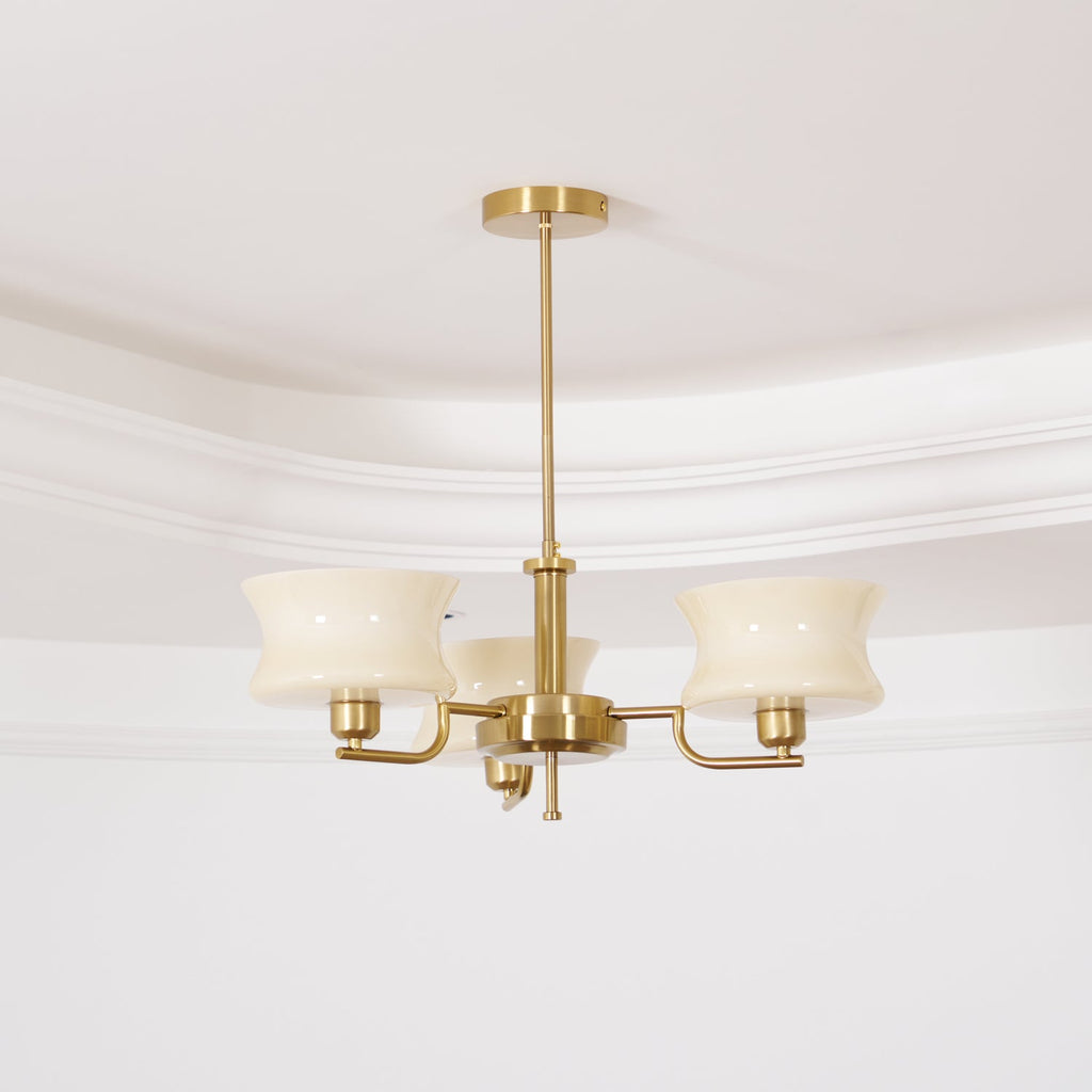 Vintage Chandelier Metal Glass Gold Elegant Design 7