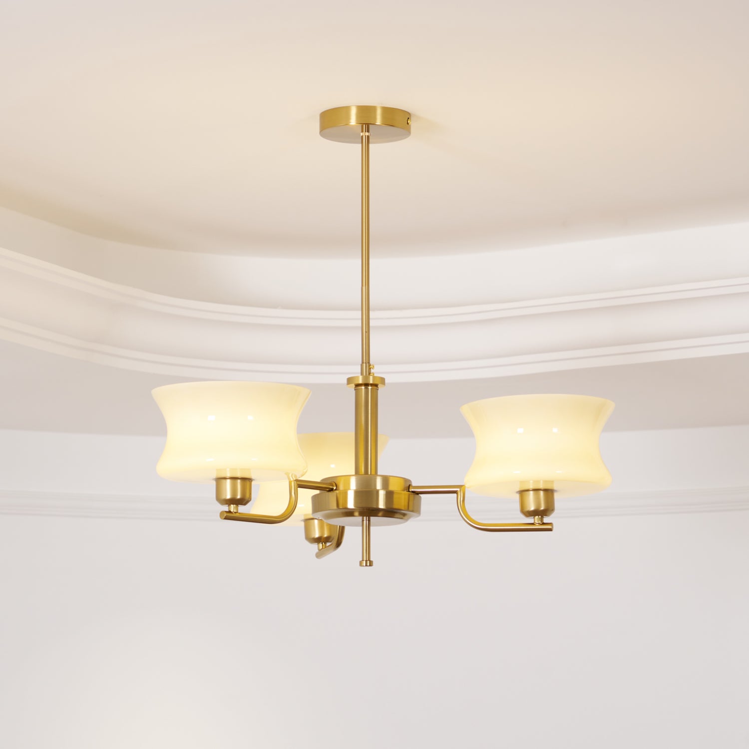 Vintage Chandelier Metal Glass Gold Elegant Design 8