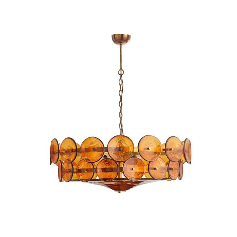 Vintage Chandelier Textured Glass Adjustable Height Gold 0