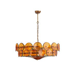 Vintage Chandelier Textured Glass Adjustable Height Gold 0