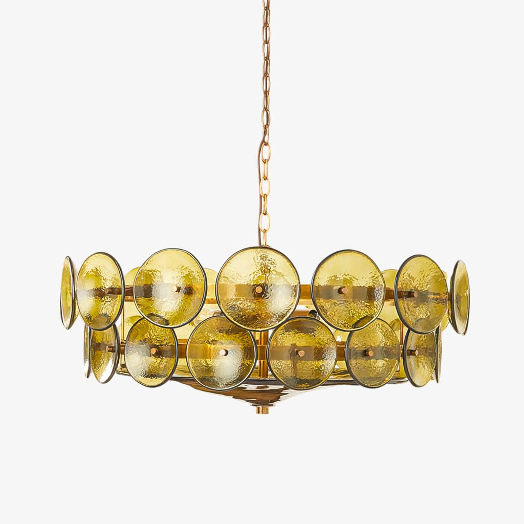 Vintage Chandelier Textured Glass Adjustable Height Gold 1