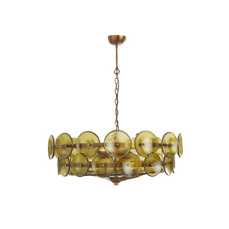 Vintage Chandelier Textured Glass Adjustable Height Gold 10