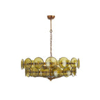 Vintage Chandelier Textured Glass Adjustable Height Gold 10
