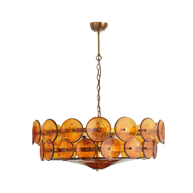 Vintage Chandelier Textured Glass Adjustable Height Gold 11