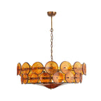 Vintage Chandelier Textured Glass Adjustable Height Gold 11
