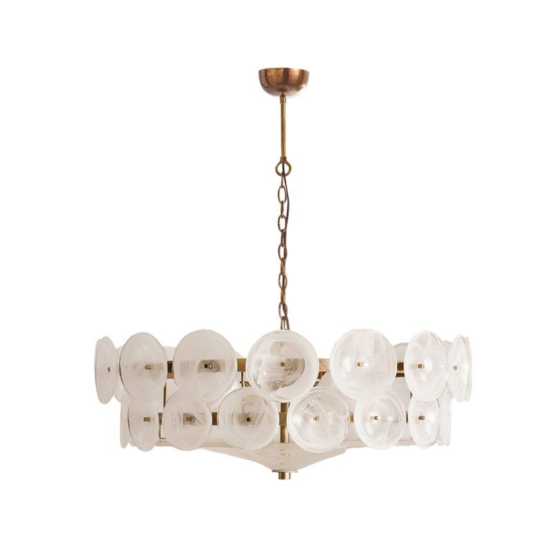 Vintage Chandelier Textured Glass Adjustable Height Gold 12