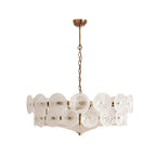 Vintage Chandelier Textured Glass Adjustable Height Gold 12
