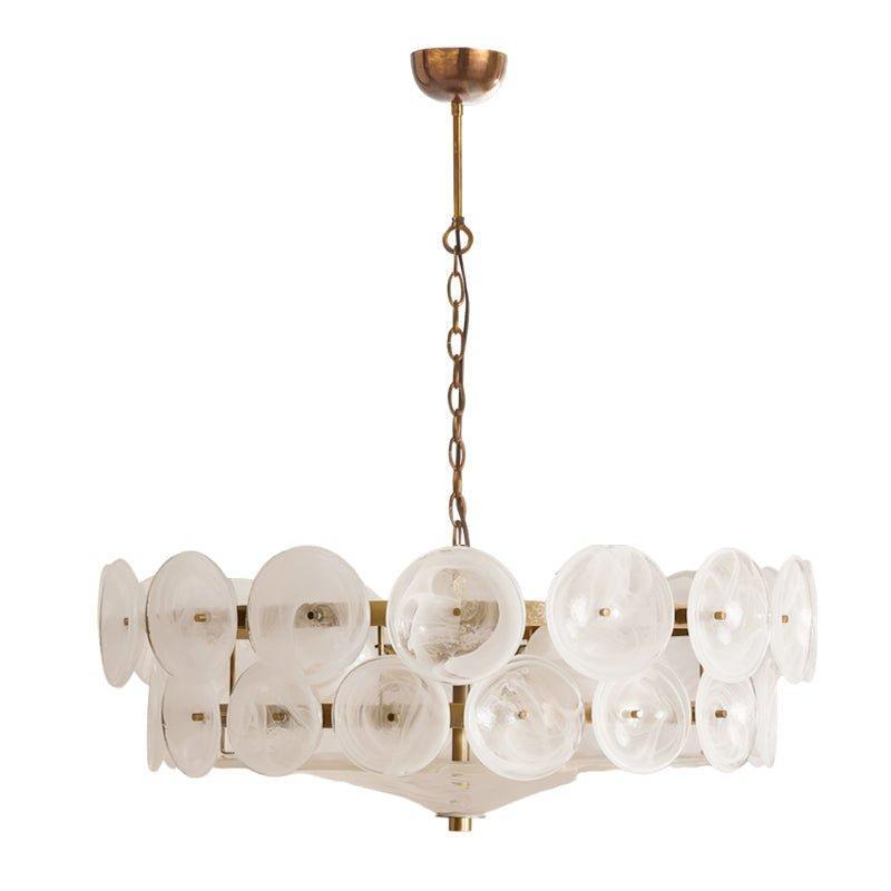 Vintage Chandelier Textured Glass Adjustable Height Gold 13