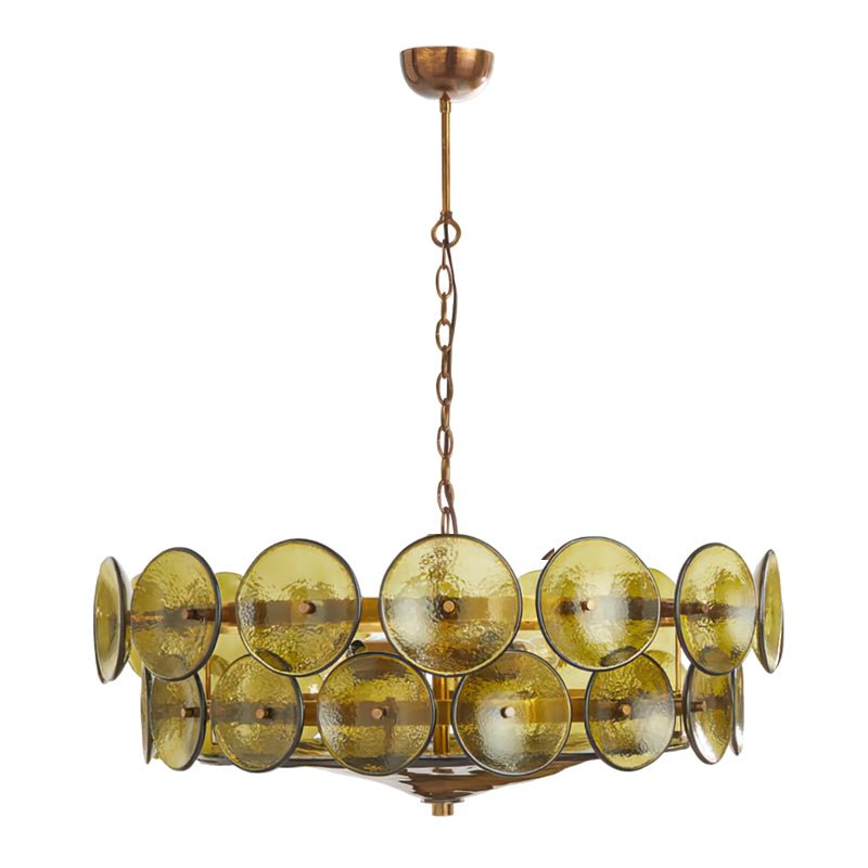 Vintage Chandelier Textured Glass Adjustable Height Gold 14