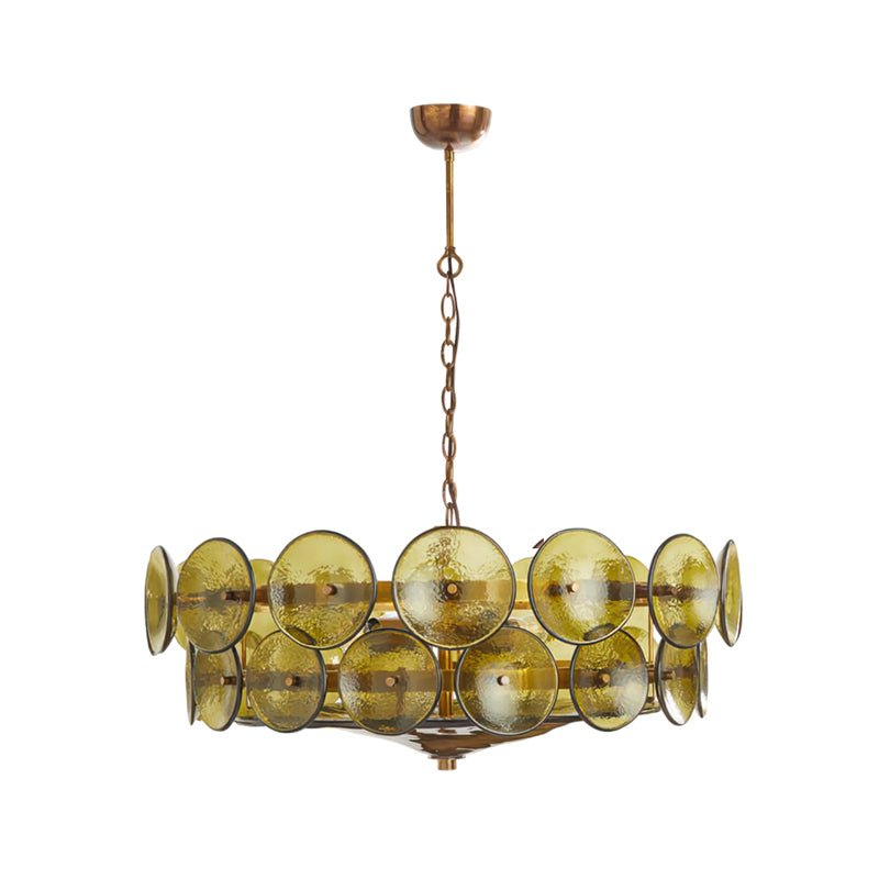 Vintage Chandelier Textured Glass Adjustable Height Gold 16