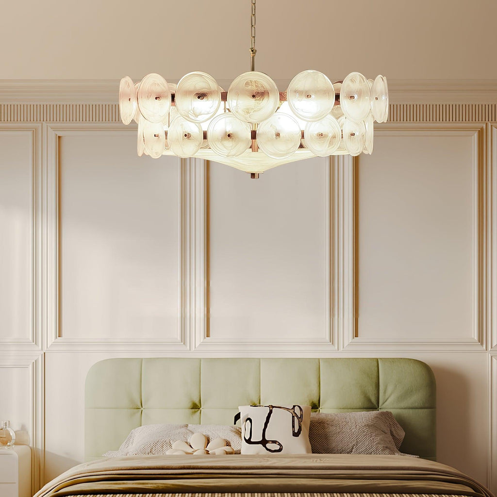 Vintage Chandelier Textured Glass Adjustable Height Gold 6