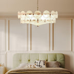 Vintage Chandelier Textured Glass Adjustable Height Gold 6