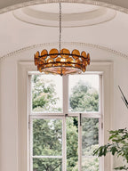 Vintage Chandelier Textured Glass Adjustable Height Gold 8