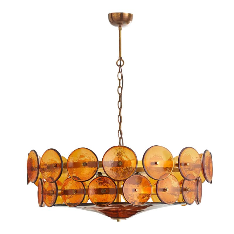 Vintage Chandelier Textured Glass Adjustable Height Gold 9
