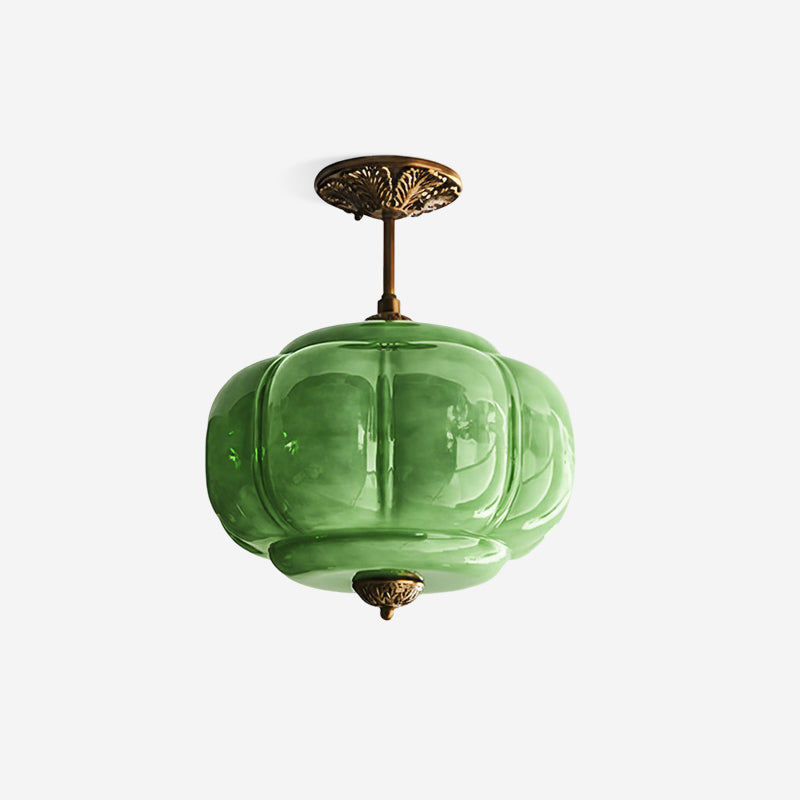 Vintage Glass Ceiling Lamp with Brass Fittings – Elegant Flush Mount Ceiling Light 1