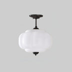 Vintage Glass Ceiling Lamp with Brass Fittings – Elegant Flush Mount Ceiling Light 11