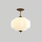 Vintage Glass Ceiling Lamp with Brass Fittings – Elegant Flush Mount Ceiling Light 9