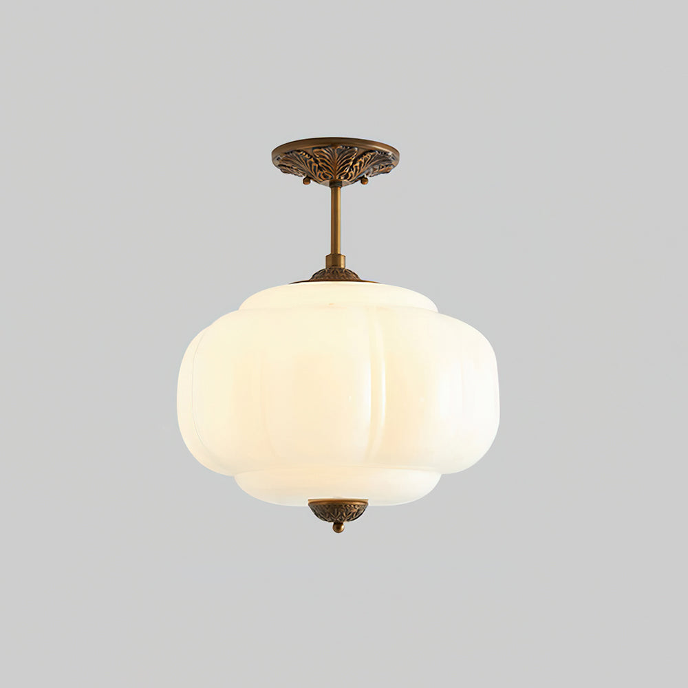 Vintage Glass Ceiling Lamp with Brass Fittings – Elegant Flush Mount Ceiling Light 9