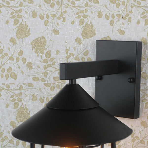 Vintage Industrial Outdoor Wall Sconce Lamp – 1-Light Iron Lantern for Indoor and Outdoor Use, Black or Bronze Finish 6