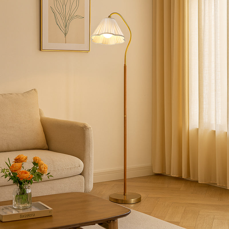 Vintage Japanese Floor Lamp – Solid Wood & Fabric Shade, 61.81 Tall Industrial Design for Living Room or Bedroom 1