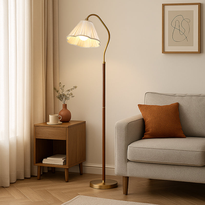 Vintage Japanese Floor Lamp – Solid Wood & Fabric Shade, 61.81 Tall Industrial Design for Living Room or Bedroom 2