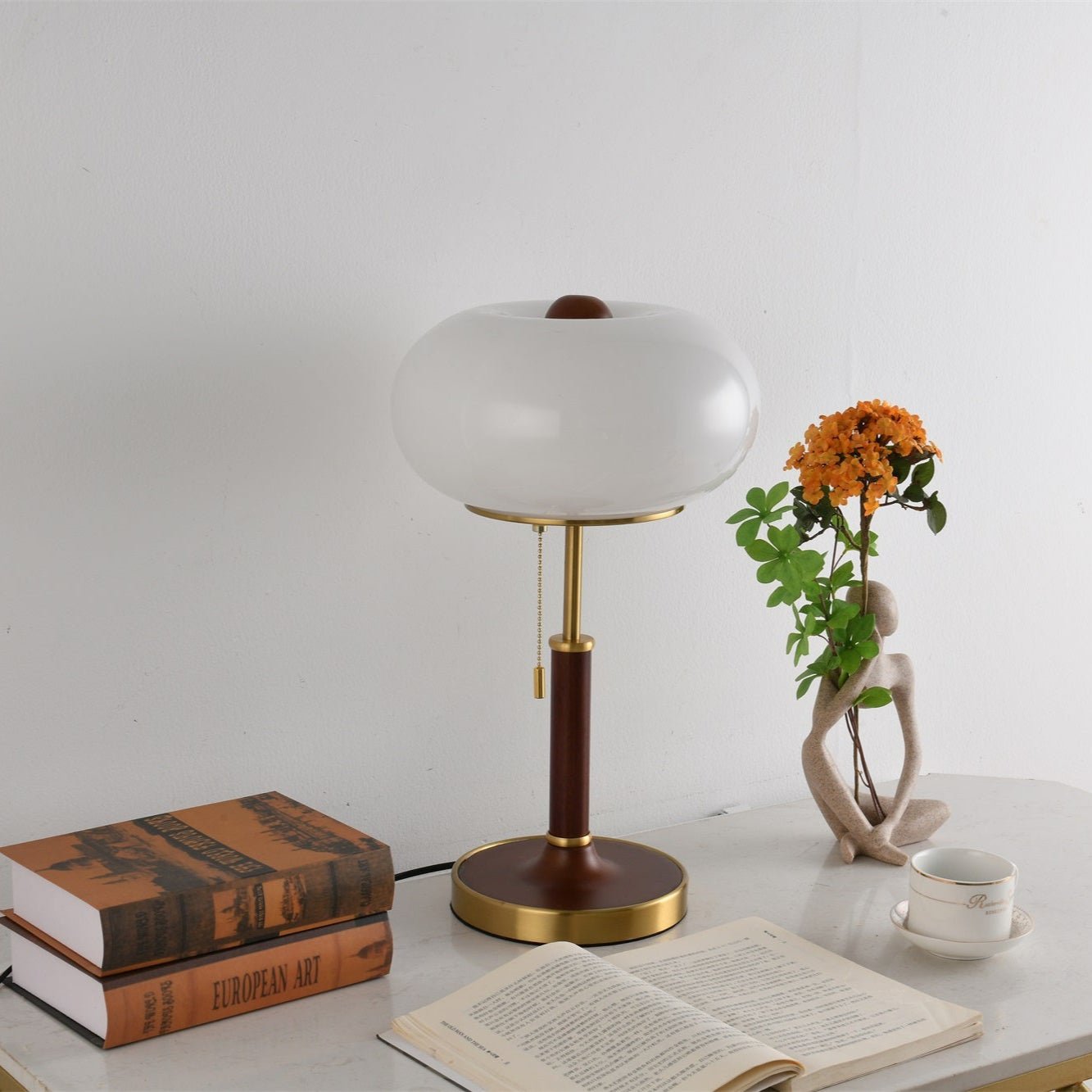 Vintage Lantern Bedside Lamp Amber Glass Gold Finish 0