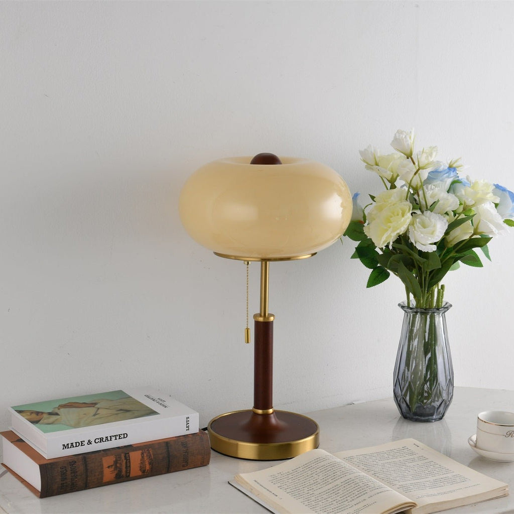 Vintage Lantern Bedside Lamp Amber Glass Gold Finish 9