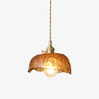 Vintage Pendant Light Brown Glass Adjustable Height 1