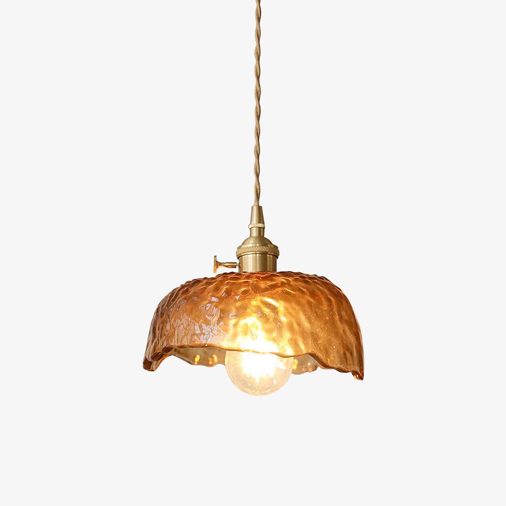 Vintage Pendant Light Brown Glass Adjustable Height 1