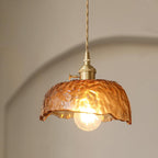Vintage Pendant Light Brown Glass Adjustable Height 2