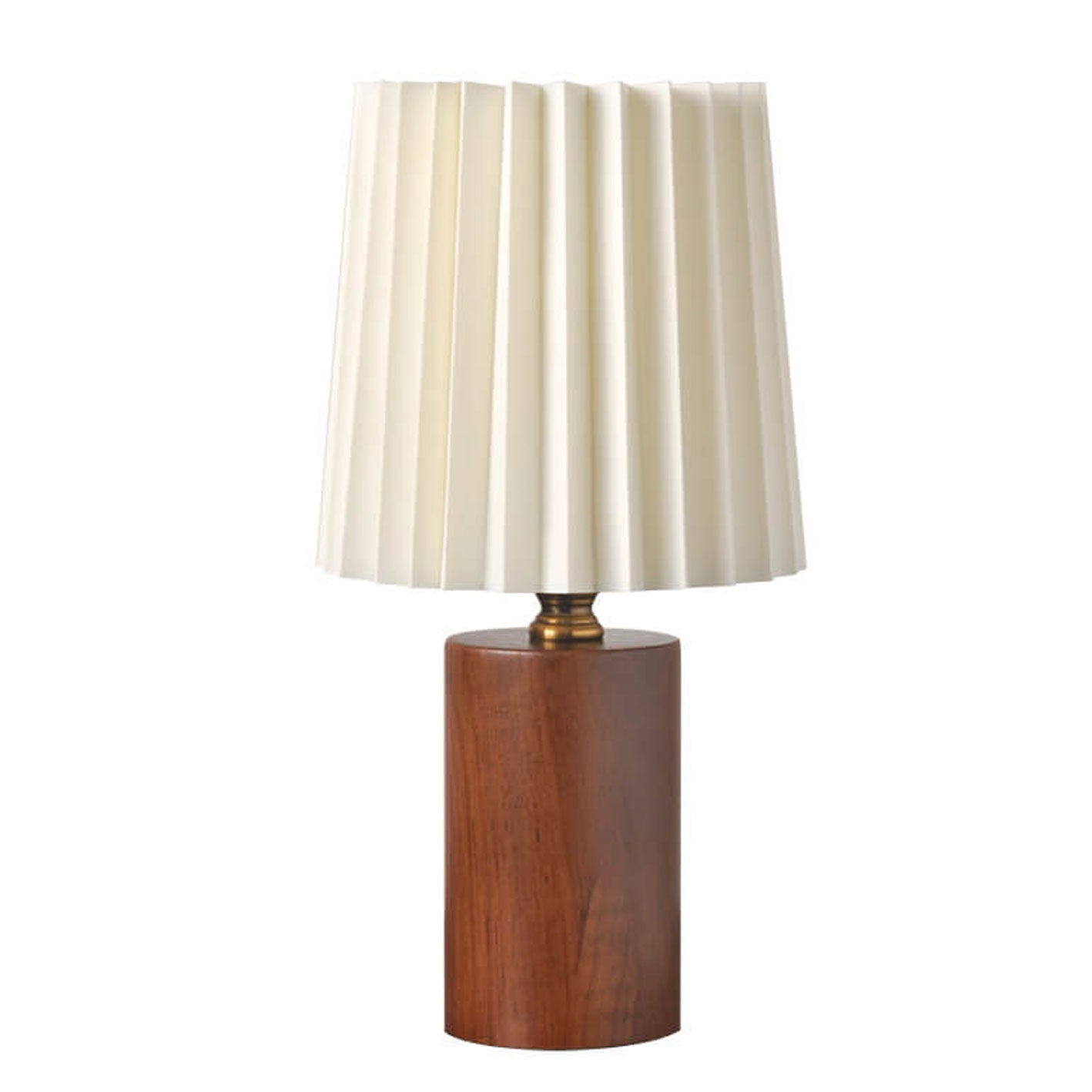 Vintage Solid Wood Base Table Lamp with Pleated Fabric Shade – Elegant Bedside or Desk Lamp 4