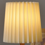 Vintage Solid Wood Base Table Lamp with Pleated Fabric Shade – Elegant Bedside or Desk Lamp 5