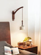 Vintage Wall Sconce Lighting with Travertine Shade and Wooden Handle 7