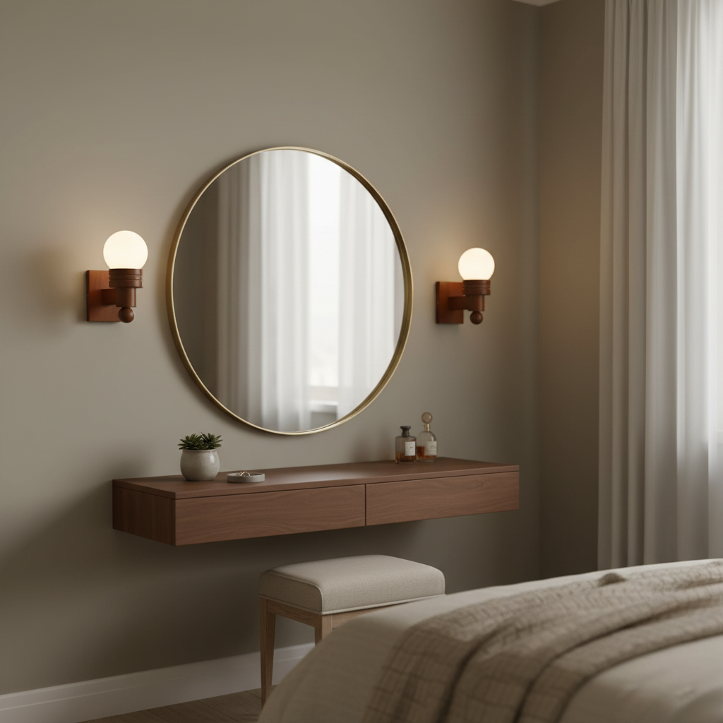 Vintage Wood Wall Light with White Glass Shade – Damp Rated Sconce for Bathroom and Outdoor Use 5