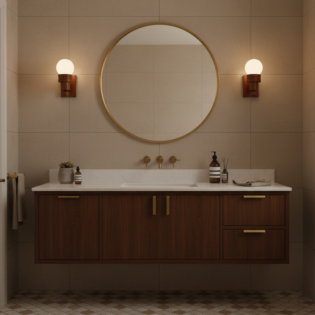 Vintage Wood Wall Light with White Glass Shade – Damp Rated Sconce for Bathroom and Outdoor Use 6