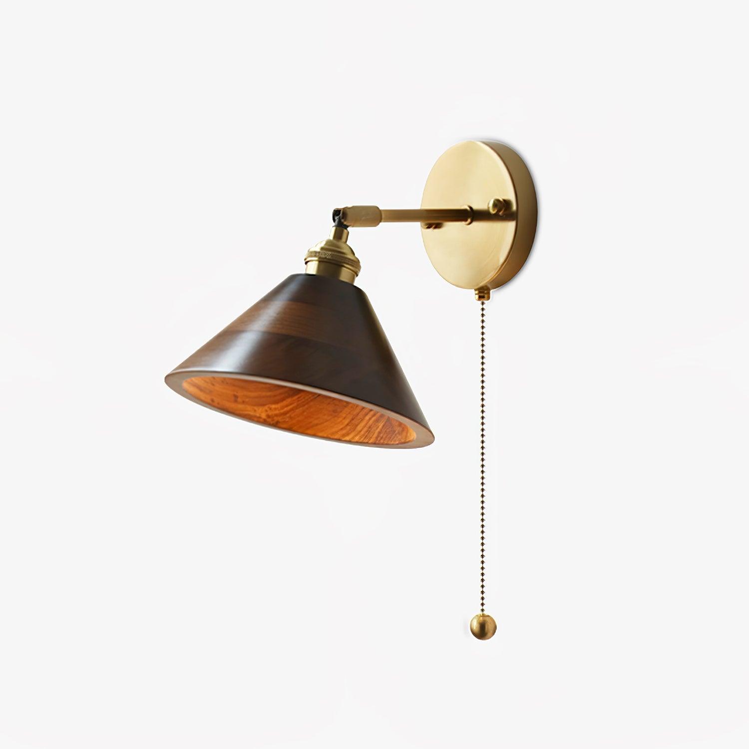 Vintage Wood Wall Sconce Brass Accent Walnut Finish Indoor Light Home Decor Stack Clear 1