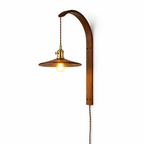 Vintage Wooden Wall Light With Glass Shade - Walnut Finish 0