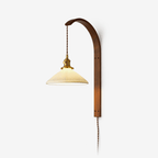 Vintage Wooden Wall Light With Glass Shade - Walnut Finish 1