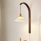Vintage Wooden Wall Light With Glass Shade - Walnut Finish 4