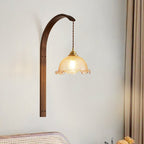 Vintage Wooden Wall Light With Glass Shade - Walnut Finish 5