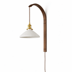 Vintage Wooden Wall Light With Glass Shade - Walnut Finish 9