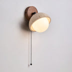 Vintage Yellow Travertine Wall Sconce With Pull Chain 0