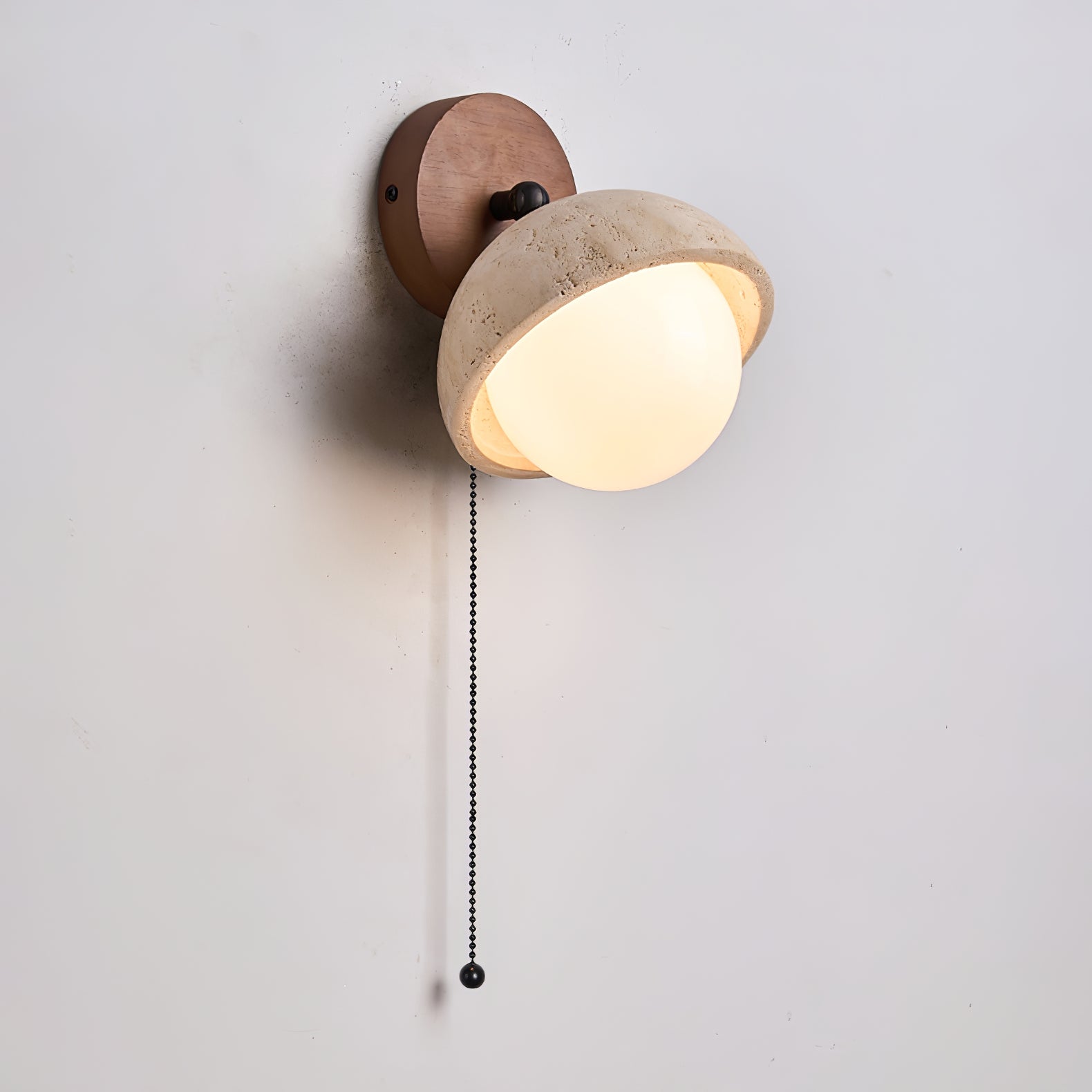 Vintage Yellow Travertine Wall Sconce With Pull Chain 0