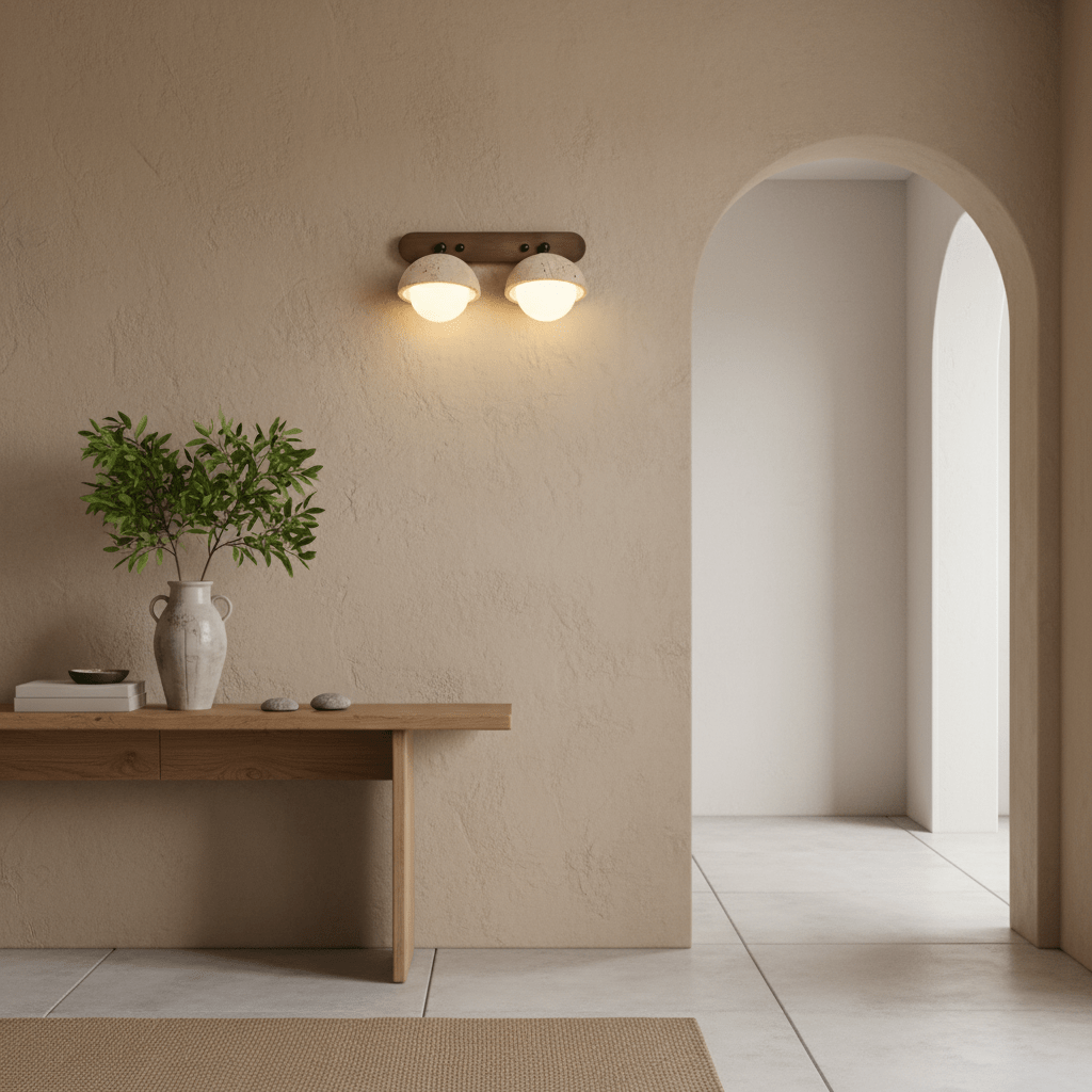 Vintage Yellow Travertine Wall Sconce With Pull Chain 4