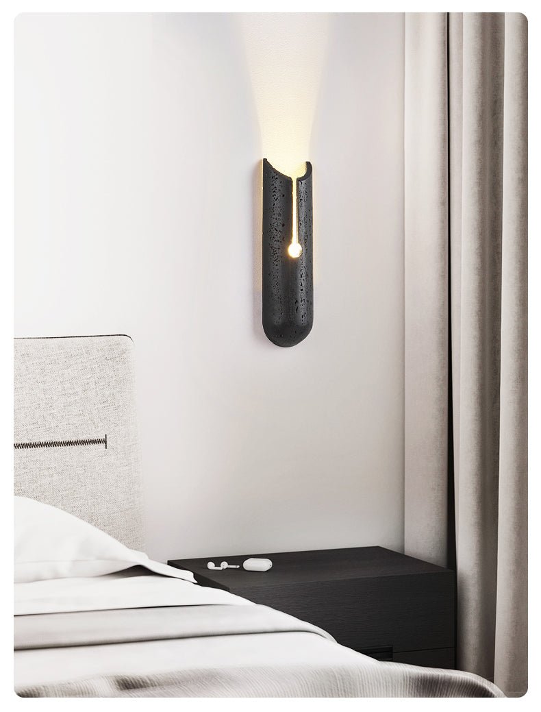 Wall Light with Black Travertine Finish for Soft Illumination 5