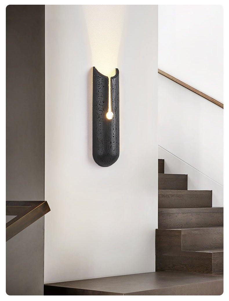 Wall Light with Black Travertine Finish for Soft Illumination 6