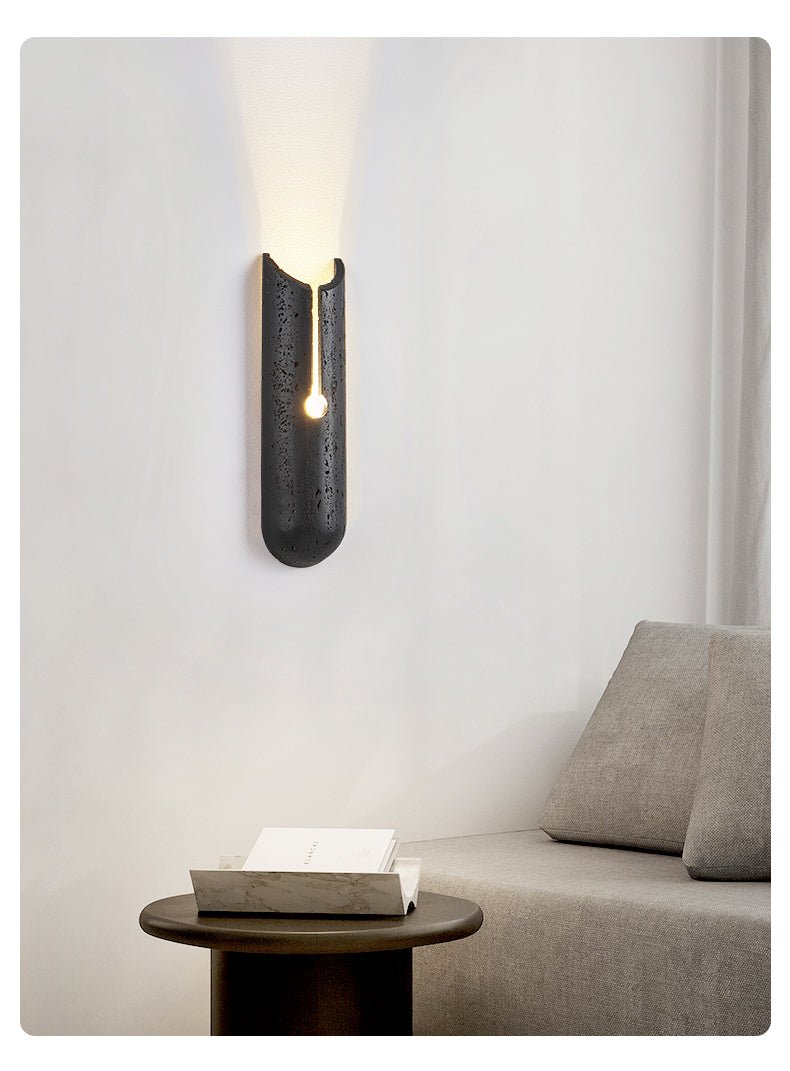 Wall Light with Black Travertine Finish for Soft Illumination 7